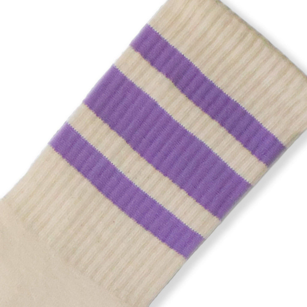 SOCCO Naturals | Lilac Striped Socks: Natural / Crew / S/M