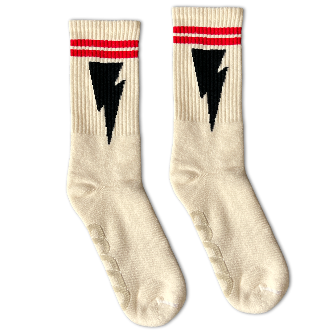 SOCCO Naturals | Mike Vallely Lightning Bolt Socks: Natural / Crew / L/XL