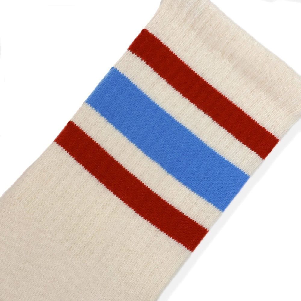 SOCCO Naturals | Columbia Blue & Rust Striped: Natural / Crew / L/XL