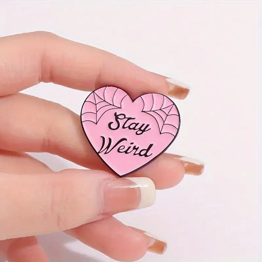 "Stay Weird" Enamel Heart Pin 🖤