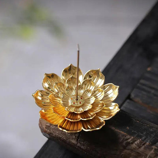 Lotus Shaped Golden Incense Burner Incense Holder Home Decor - Davidson Provision Co.